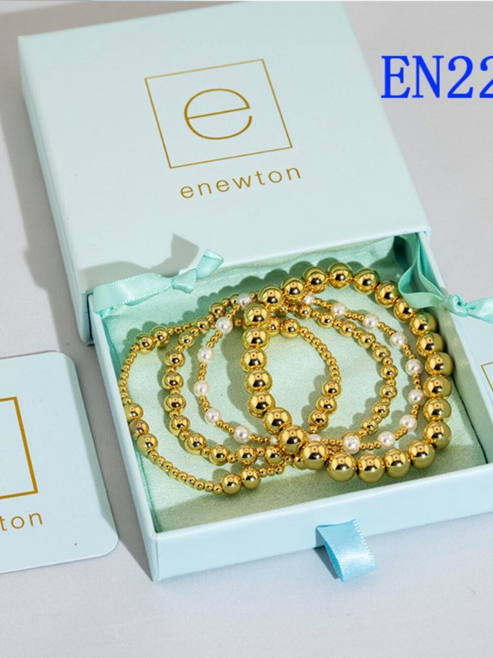 enewton Gold Beaded Bracelet Set with Pearl Accents